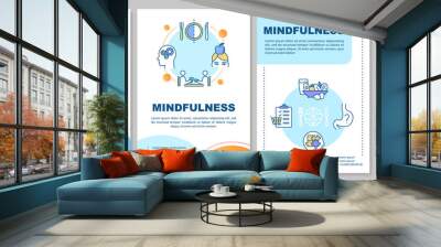 Eating mindfulness brochure template. Healthy nutrition habits. Flyer, booklet, leaflet print, cover design with linear icons. Vector layouts for magazines, annual reports, advertising posters Wall mural