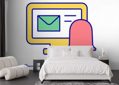 Email notification RGB color icon. Electronic mail. Inbox letter. Personal computer. Send, receive envelope. Isolated vector illustration. Simple filled line drawing. Editable stroke. Arial font used Wall mural