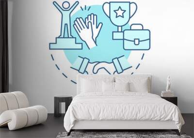 Employee recognition turquoise concept icon. Workers contributions. HR abstract idea thin line illustration. Isolated outline drawing Wall mural