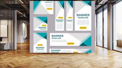 Employee training programs web banner design template. Vector flyer with text space. Advertising placard with customized copyspace. Printable poster for advertising. Montserrat font used Wall mural