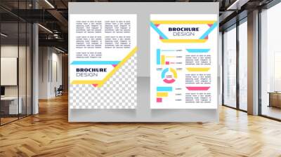 Factors of production blank brochure design. Template set with copy space for text. Premade corporate reports collection. Editable 4 paper pages. Syncopate, Poller One, Arial Regular fonts used Wall mural