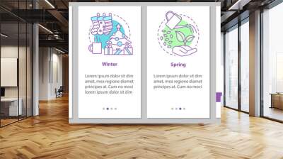 Four seasons onboarding mobile app page screen with linear conce Wall mural