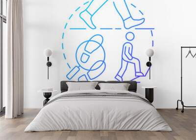 Gait and sound of steps blue gradient concept icon. Behavioural measurement abstract idea thin line illustration. Footsteps analysis. Isolated outline drawing. Myriad Pro-Bold font used Wall mural