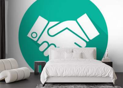 Handshake flat design long shadow icon Wall mural