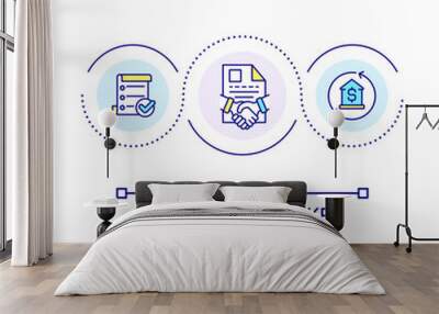 House purchase documents loop concept icon. Real estate market. Formalizing property rights abstract idea thin line illustration. Isolated outline drawing. Editable stroke. Arial font used Wall mural