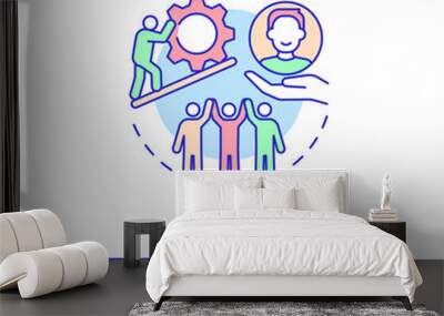 Human impact concept icon. Social entrepreneurship abstract idea thin line illustration. Development and improvement of society. Vector isolated outline color drawing. Editable stroke Wall mural