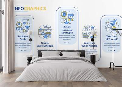 Improve academic performance rectangle infographic template. Data visualization with 5 steps. Editable timeline info chart. Workflow layout with line icons. Lato-Bold, Regular fonts used Wall mural