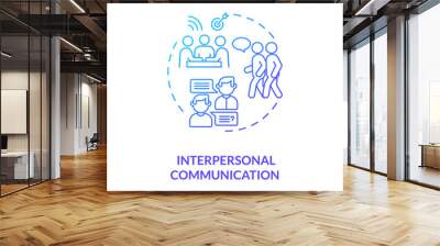 Interpersonal communication concept icon. Communication channels variety. Talking in company team. Information sources idea thin line illustration. Vector isolated outline RGB color drawing Wall mural