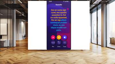 Karaoke fun smartphone interface vector template. Mobile app page violet design layout. Song lyrics, text screen. Flat UI for application. Singing song club performance phone display Wall mural