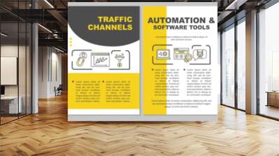 Marketing strategy brochure template layout. Traffic channels. Flyer, booklet, leaflet print design with linear illustrations. Vector page layouts for magazines, annual reports, advertising posters Wall mural