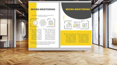 Micro mentor approach yellow brochure template. Dynamic coaching. Leaflet design with linear icons. Editable 4 vector layouts for presentation, annual reports. Arial, Myriad Pro-Regular fonts used Wall mural