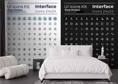 minimalist and simple looking pixel perfect linear ui icons set for dark, light mode. outline isolat Wall mural