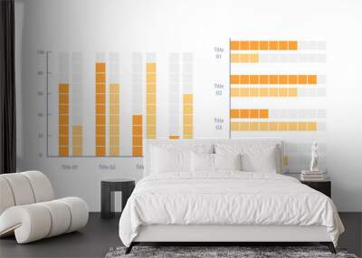 Multi-set bar infographic chart design template set. Compare values of different categories. Visual data presentation. Editable column graphs collection. Myriad Pro-Bold, Regular fonts used Wall mural