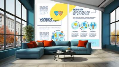 Multicolor codependent relationship brochure template, leaflet design with thin linear icons, 4 vector layouts. Wall mural