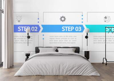 New product development infographic chart design template. Editable infochart with icons. Instructional graphics with 5 step sequence. Visual data presentation. Merriweather Sans font used Wall mural