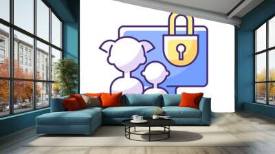 Parental control RGB color icon. Purchase restrictions for children. Kids profiles. Prevention from watching age-inappropriate content. Blocking specific movies and shows. Isolated vector illustration Wall mural