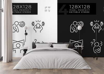 Pixel perfect simple icons set representing psychology, editable light and dark thin line illustration. Wall mural