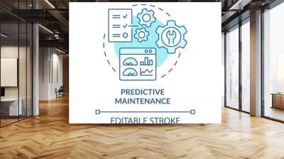 Predictive maintenance turquoise concept icon. Digital twin benefit abstract idea thin line illustration. Isolated outline drawing. Editable stroke. Roboto-Medium, Myriad Pro-Bold fonts used Wall mural