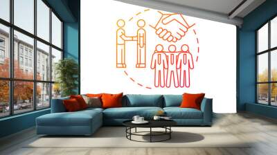 Promote tolerance concept icon. Racism at work abstract idea thin line illustration. Anti-racism strategy development. Inclusion efforts. Spreading awareness. Vector isolated outline color drawing Wall mural