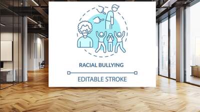 Racial bullying concept icon. Racism in social situation abstract idea thin line illustration. Hostile behaviour motivated by racial prejudice. Vector isolated outline color drawing. Editable stroke Wall mural