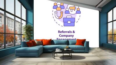 Referrals and company engagement concept icon. Diversifying pipeline of candidate abstract idea thin line illustration. Isolated outline drawing. Editable stroke. Arial, Myriad Pro-Bold fonts used Wall mural