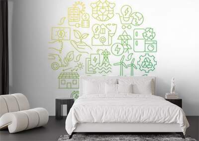 Renewable energy abstract gradient linear concept layout with headline. World ecology. Sustainability minimalistic idea. Thin line graphic drawings. Isolated vector contour icons for background Wall mural