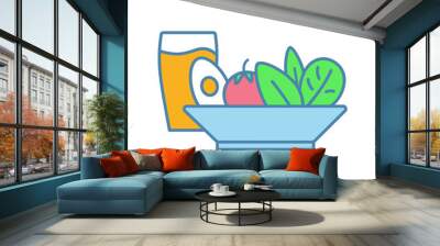 Salad and cold drink color icon Wall mural