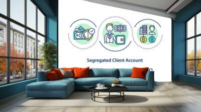 Segregated client account concept icon. Funds security. Separate company bank account. Asset management idea thin line illustration. Vector isolated outline RGB color drawing. Editable stroke Wall mural