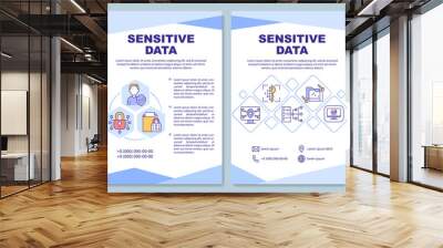 Sensitive data blue brochure template. Information safety. Booklet print design with linear icons. Vector layouts for presentation, annual reports, ads. Arial-Black, Myriad Pro-Regular fonts used Wall mural