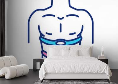 Sleep study RGB color icon. Polysomnography. Measuring heart rate, breathing. Diagnosing and treatment sleep disorder. Study leg and eye movement. Recording mody activity. Isolated vector illustration Wall mural