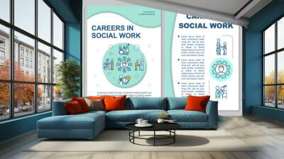 Social worker brochure template. Employment for people. Flyer, booklet, leaflet print, cover design with linear icons. Vector layouts for magazines, annual reports, advertising posters Wall mural