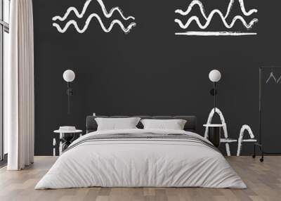 Sound waves chalk icons set. Noise, vibration frequency. Volume, equalizer level wavy lines. Music waves, rhythm. Digital curve soundwaves. Radio signal. Isolated vector chalkboard illustrations Wall mural