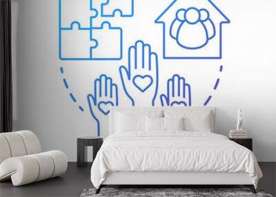 Special needs camp concept icon. Summer handicapped, charity club, community idea thin line illustration. Social aid, assistance organisation. Vector isolated outline drawing. Editable stroke Wall mural