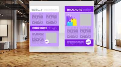 Special promotions on brand clothes blank brochure design. Template set with copy space for text. Premade corporate reports collection. Editable 4 paper pages. Ubuntu Bold, Raleway Regular fonts used Wall mural