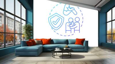 Trauma informed care blue gradient concept icon. Patient experience healing. Mental health trend abstract idea thin line illustration. Isolated outline drawing. Myriad Pro-Bold font used Wall mural