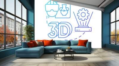 Using visualization tools blue gradient concept icon. Augmented reality. Tech macro trends abstract idea thin line illustration. Isolated outline drawing. Myriad Pro-Bold font used Wall mural