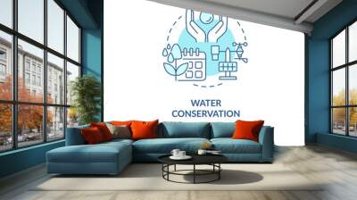 Water conservation turquoise concept icon. Drip irrigation abstract idea thin line illustration. Smart farming. Isolated outline drawing. Editable stroke. Roboto-Medium, Myriad Pro-Bold fonts used Wall mural