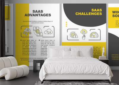 What is SaaS technology brochure template. SaaS challenges. Flyer, booklet, leaflet print, cover design with linear icons. Vector layouts for magazines, annual reports, advertising posters Wall mural