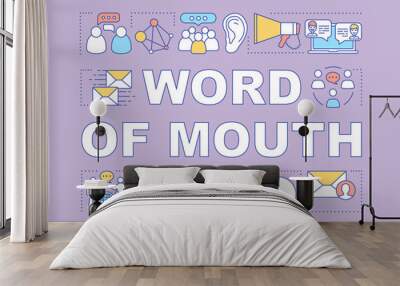 Word of mouth word concepts banner. Influencer, viral marketing tools. Customer attraction strategy. Presentation, website. Isolated lettering typography idea. Vector outline illustration Wall mural