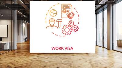 Work visa application concept icon. Foreign country legal immigration. Temporary worker. Employment idea thin line illustration. Vector isolated outline RGB color drawing Wall mural