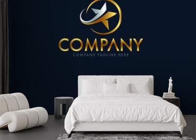 Luxury Star Logo Design Template Wall mural