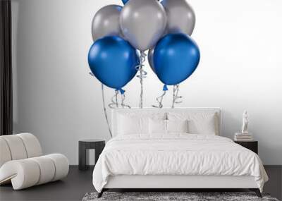 blue and grey party balloons, transparent background isolated png Wall mural