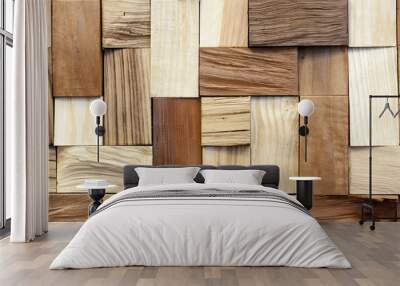 square wooden texture with  geometric shape Wall mural