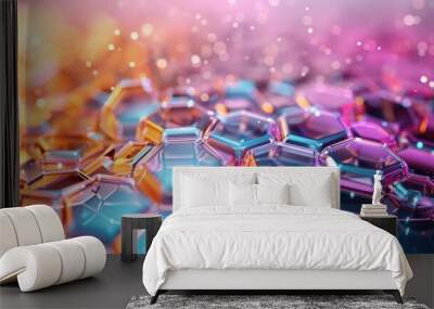 Abstract Hexagon Pattern with Bokeh Lights Wall mural