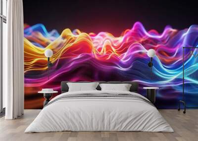 Abstract Neon Wave Background Wall mural