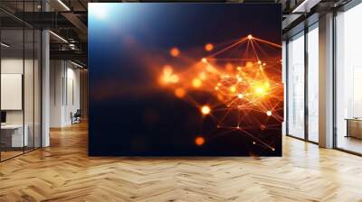 Abstract Orange Network Technology Background Wall mural