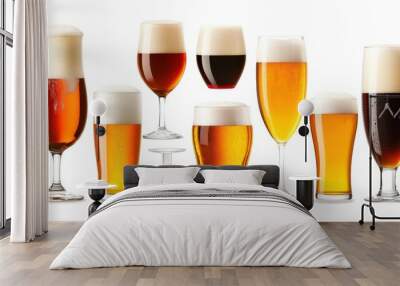 Assorted beer glasses clipart, detailed and high-resolution, isolated on white background  Wall mural