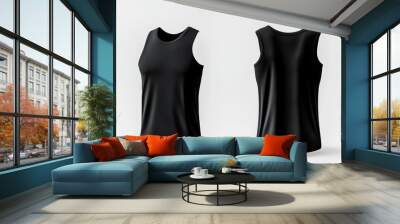 Black Sleeveless Shirt Mockup   Front and Back View Wall mural