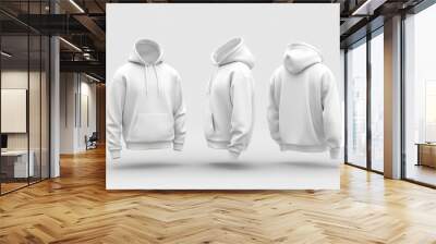 Blank White Hoodie Mockup   Front  Side  Back View Wall mural