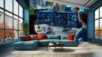 Collaborative Digital Workspace for Futuristic Teams Wall mural